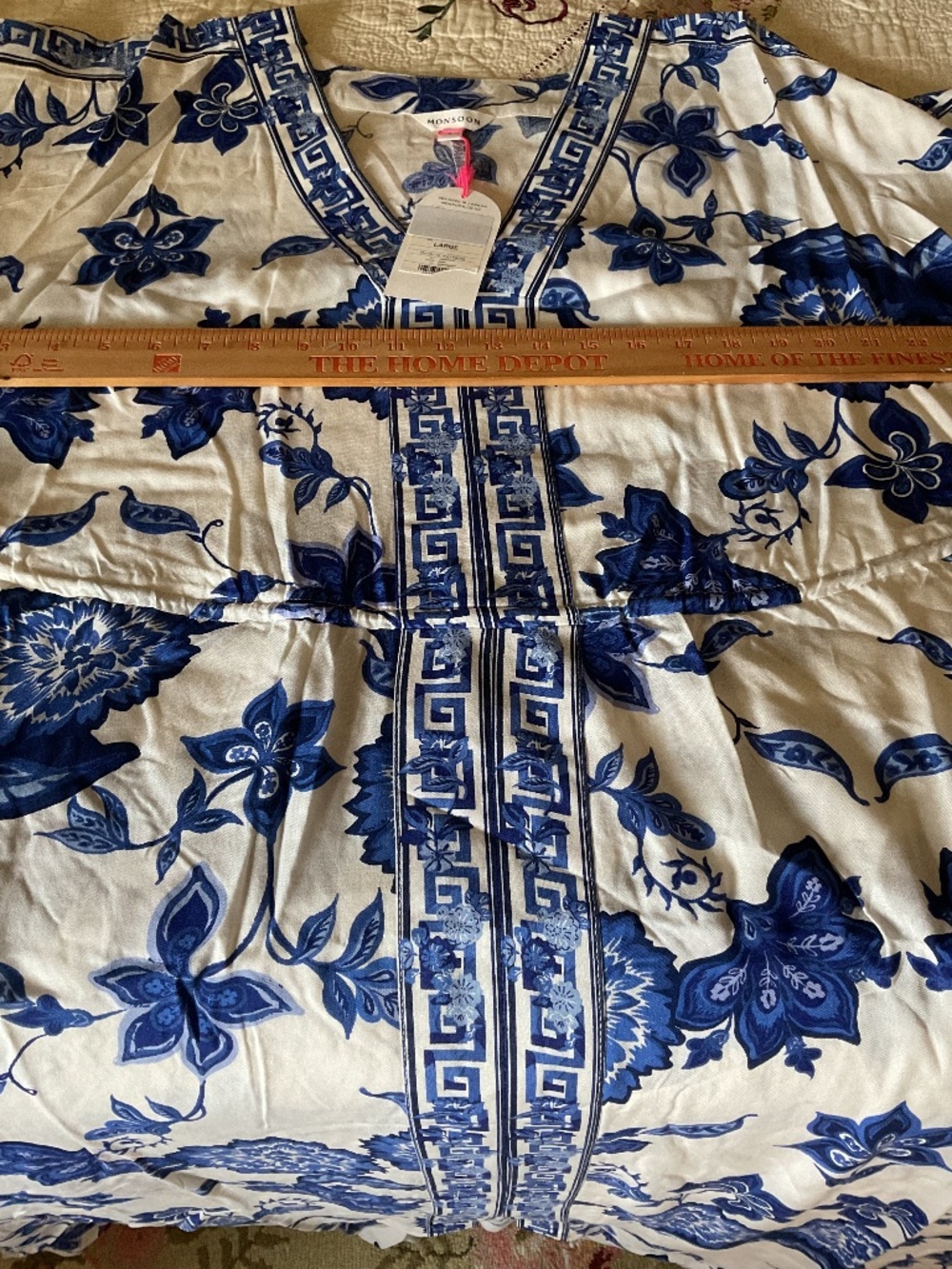 NWT Gloria floral print 100% Viscose Maxi beach Dress Santorini  Blue Size US L - Picture 8 of 8